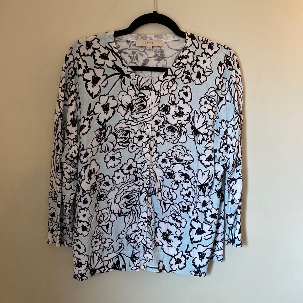 Ann Taylor Loft mint green floral cardigan